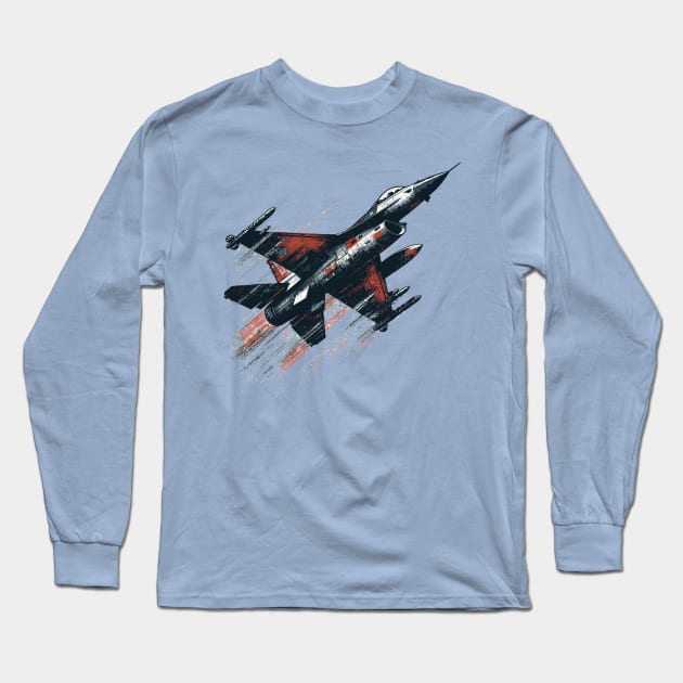 F-16 Long Sleeve T-Shirt by Vehicles-Art